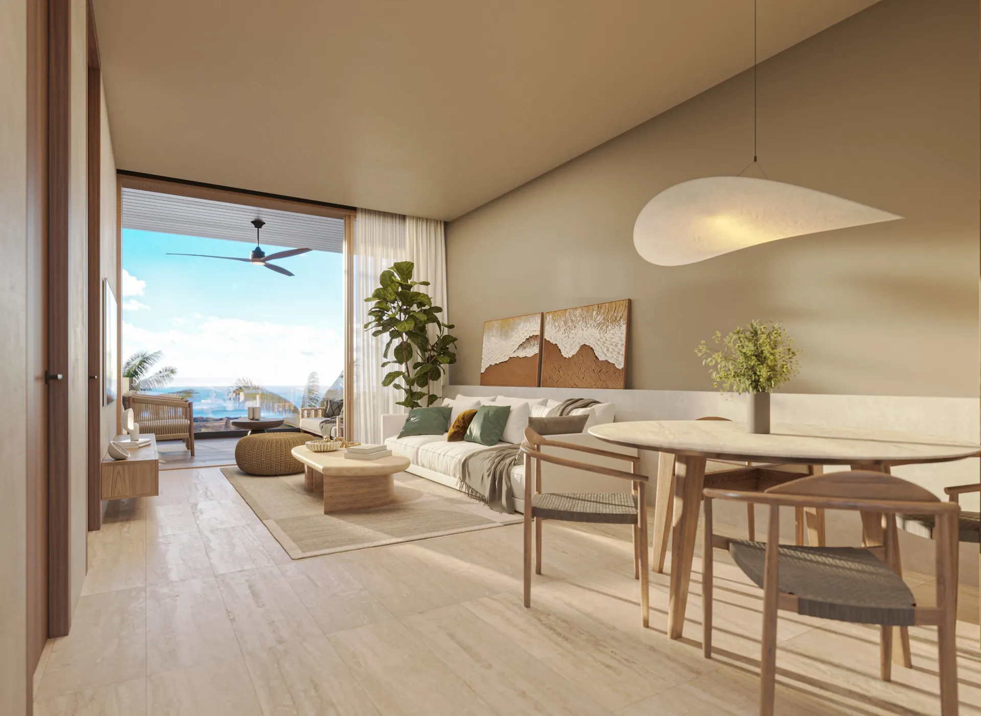 Bonita Beach Residences — Soggiorno con balcone e vista mare