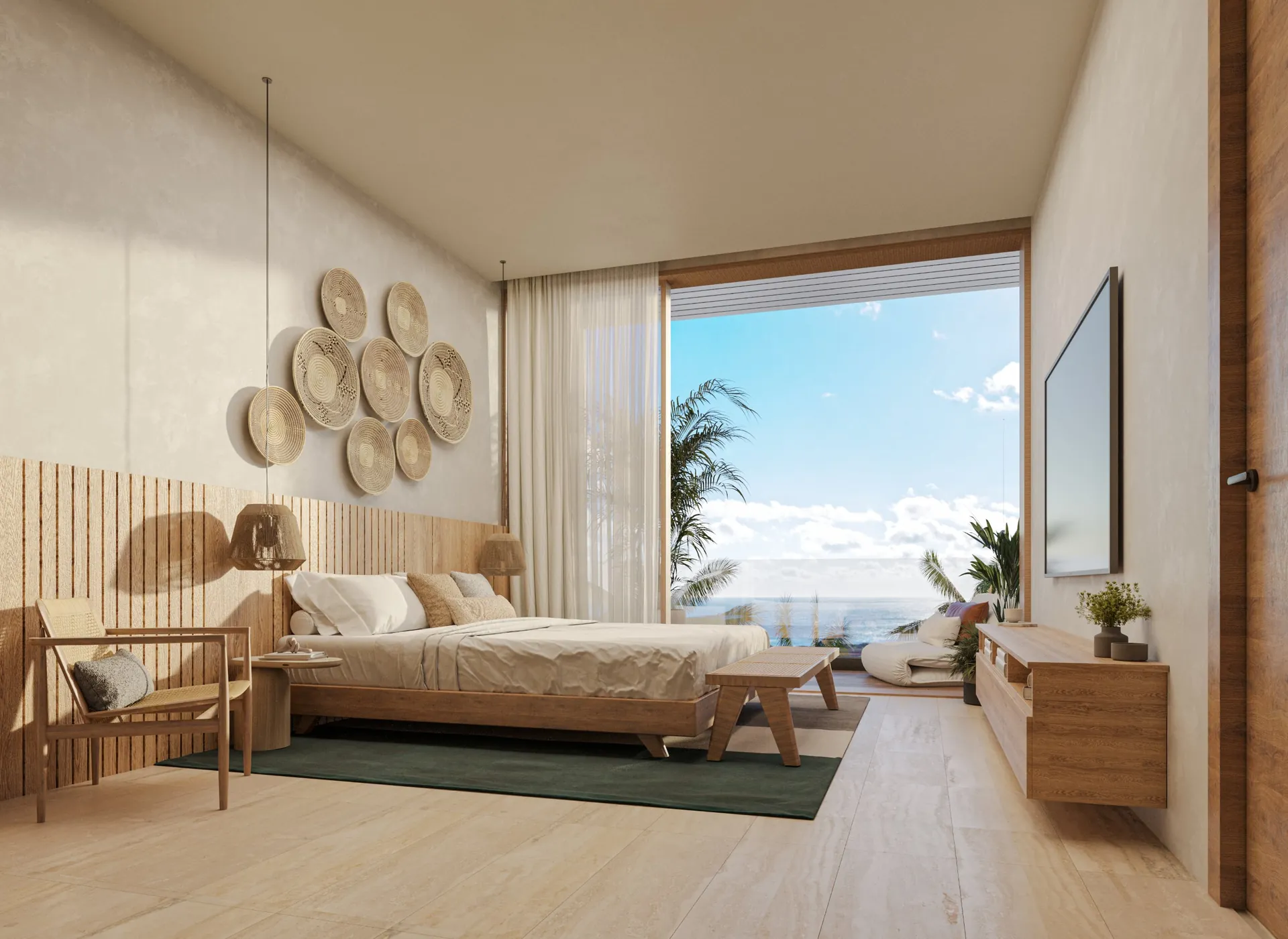 Bonita Beach Residences — Camera da letto con balcone e vista oceano