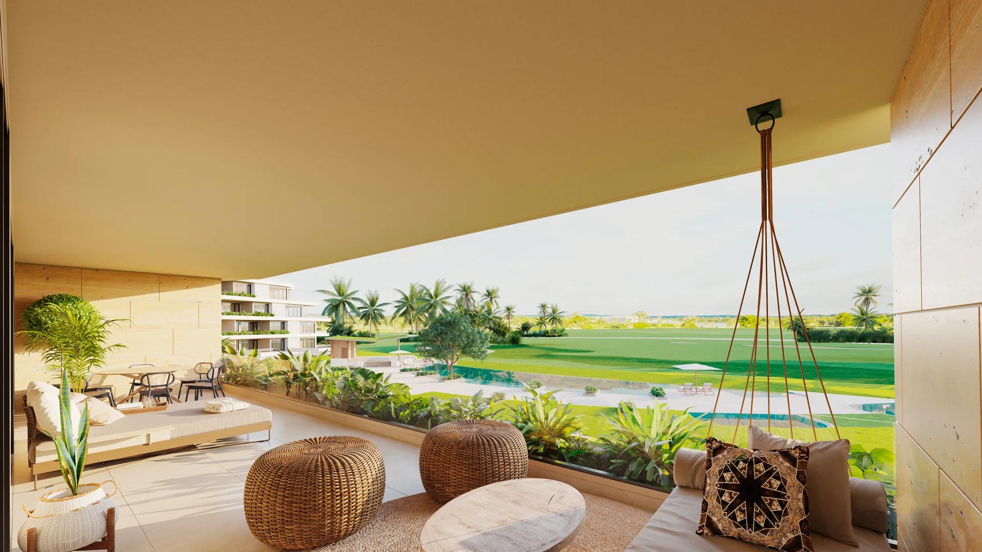 Bonita Golf Residences — Covered terrace overlooking the fairways and lake