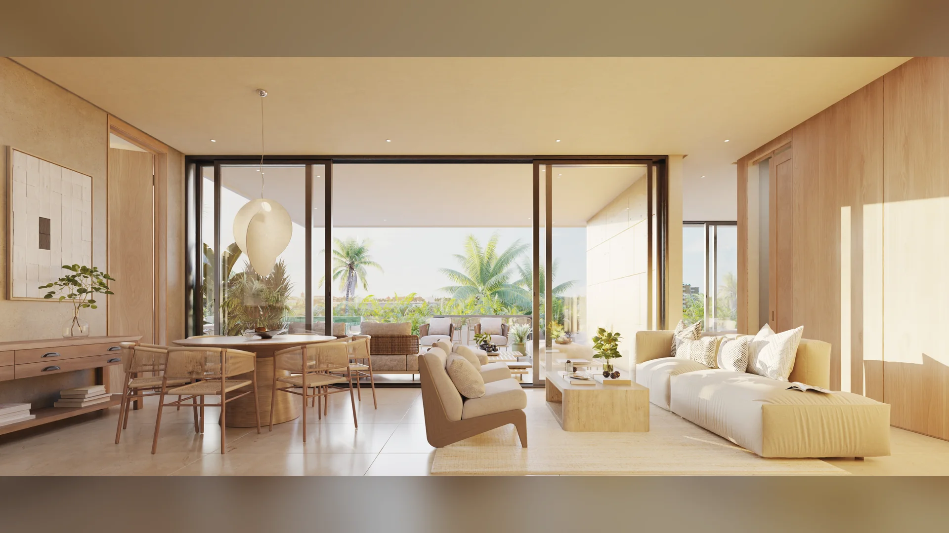 Bonita Golf Residences — Living room with floor-to-ceiling glass