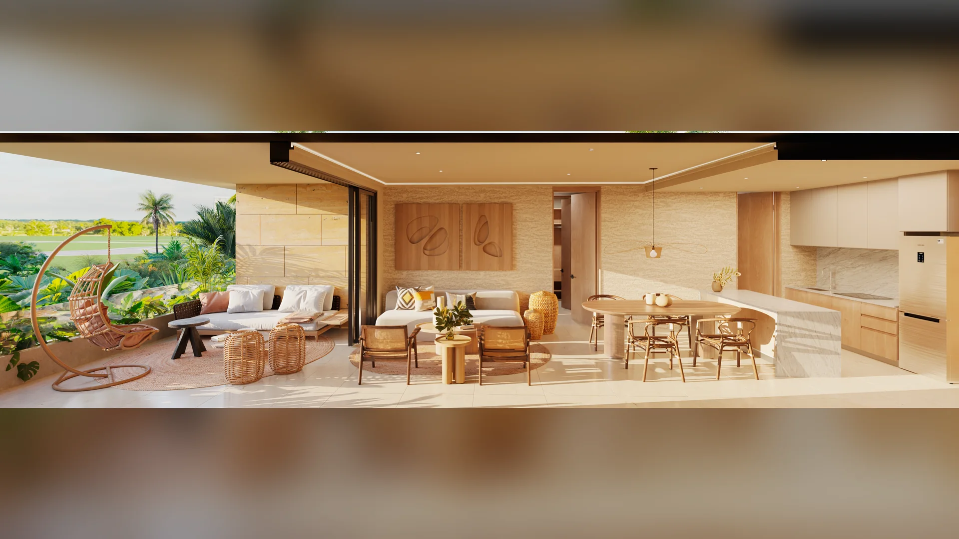 Bonita Golf Residences — Living-dining of the two-bedroom master unit