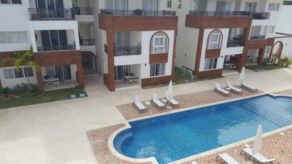 Coral Village · Apartment B-3-B — Pool seen from above