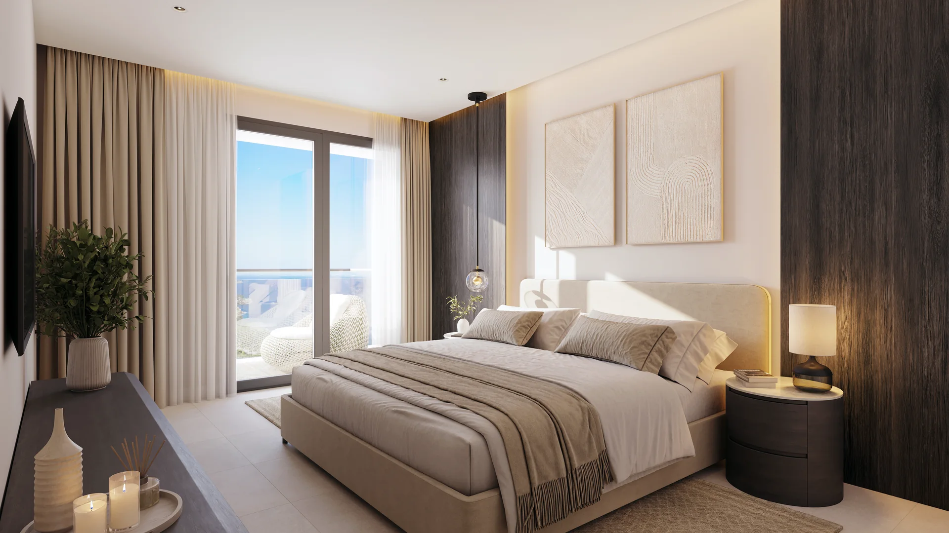 Coralia by Noval — Two-bedroom type, master bedroom — render