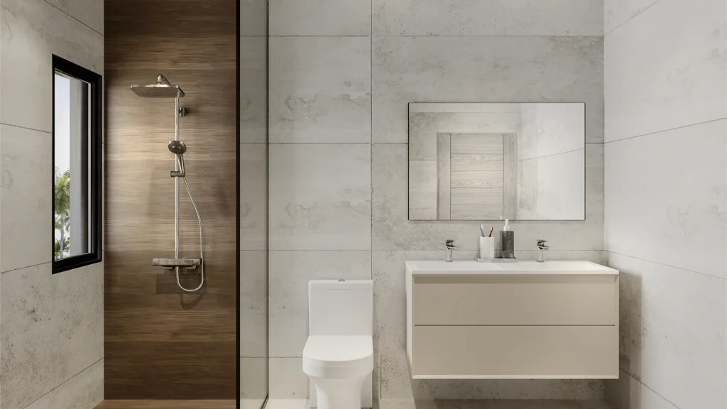 Oceana by Noval — Bathroom with walk-in shower — render
