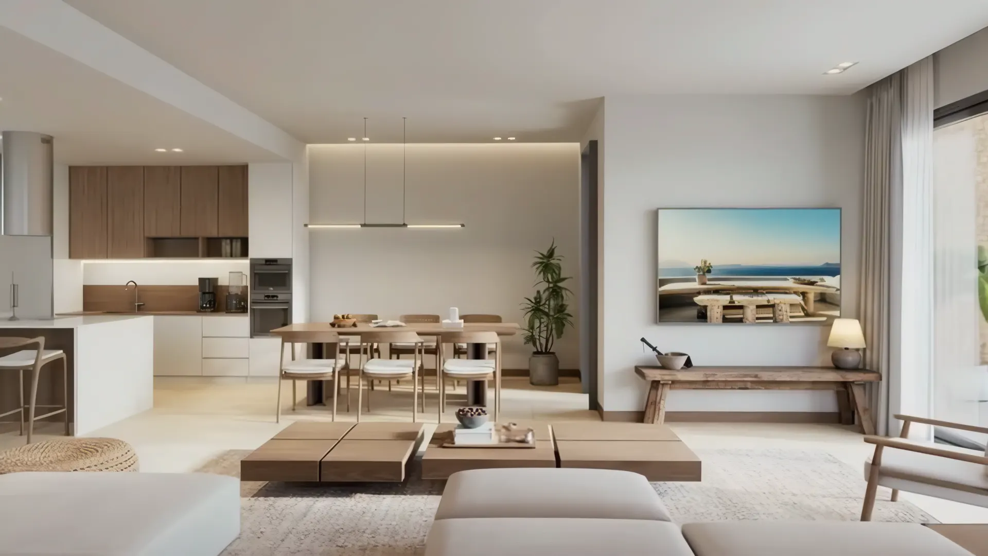 Poseidonia Villas — 3D tour — living and dining room