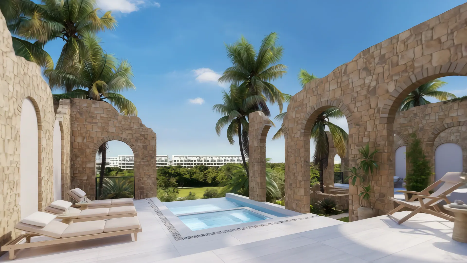 Poseidonia Villas — 3D tour — rooftop terrace, private pool and golf views